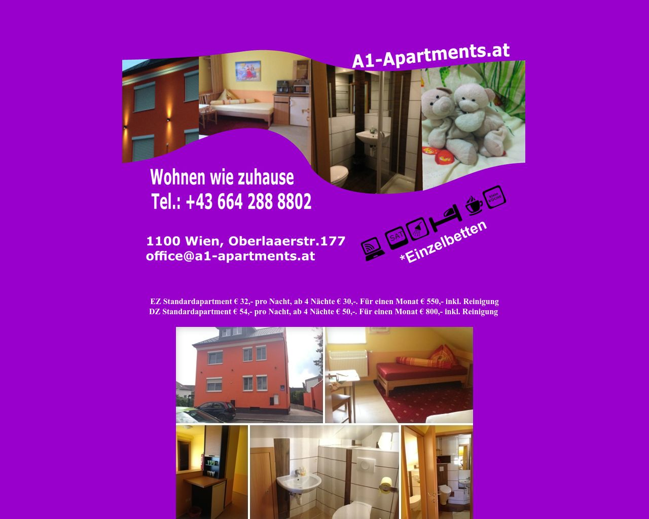 Bild Website a1-apartment.at in 1280x1024