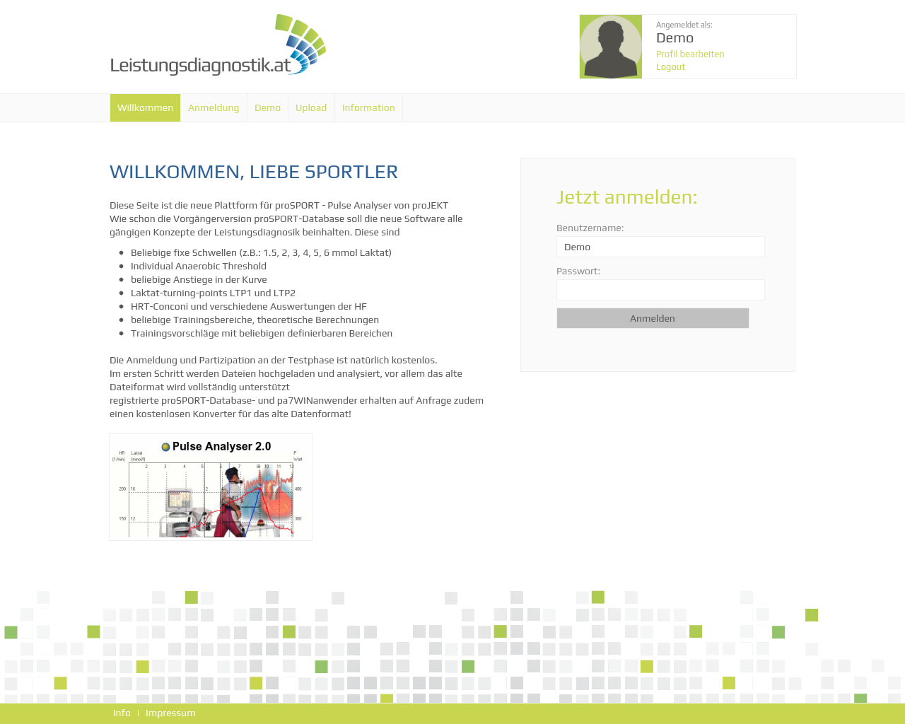 Bild Website leistungsdiagnostik.at in 1280x1024